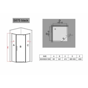 Душевой уголок Black & White Stellar Wind S875-900 90х90